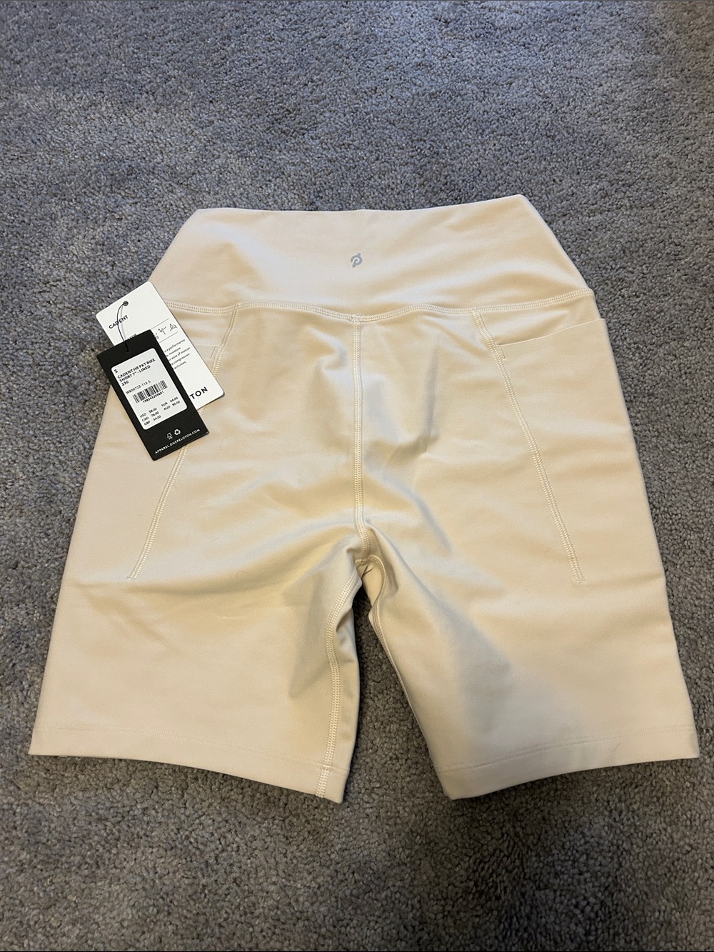 Peloton Oatmeal Cadent High-Rise Pocket Bike Shorts - Picture 2 of 3